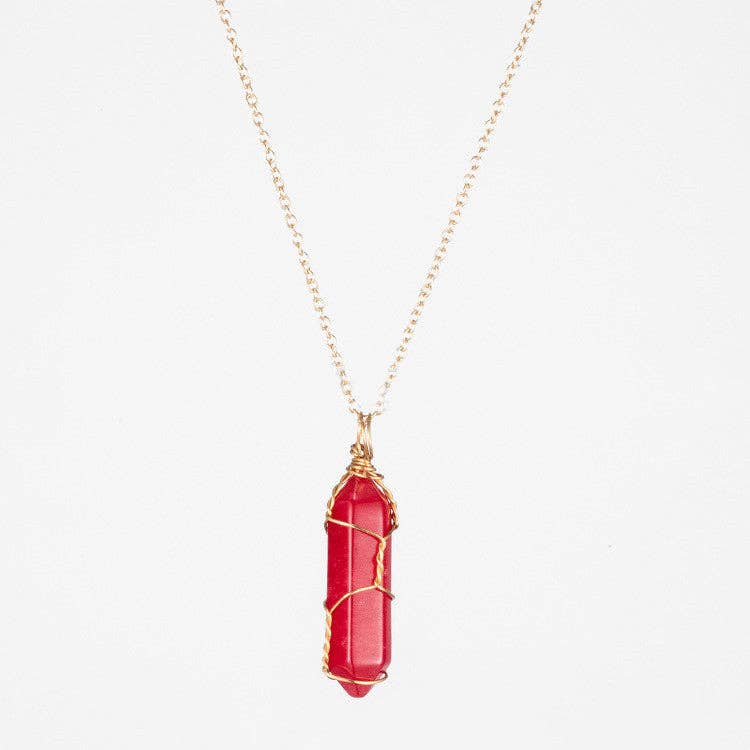 Natural Crystal Raw Stone Healing Necklace in Solid Copper: Silver, Amethyst