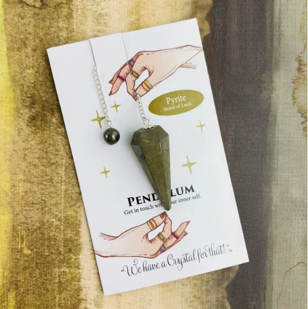 Crystal Stone Pendulum on Chain - Pyrite