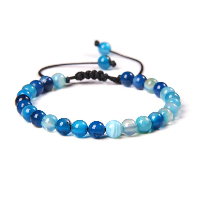 6mm Natural Stone Hand Woven Stretch Bracelets: Imitation turquoise, 6mm (stretchable)