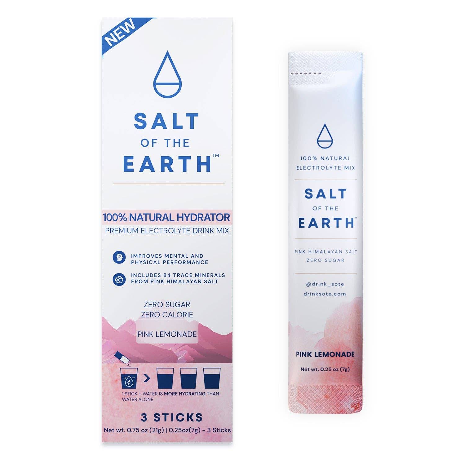 Salt of the Earth | Natural Electrolytes | Pink Lemonade: 30-stick bag