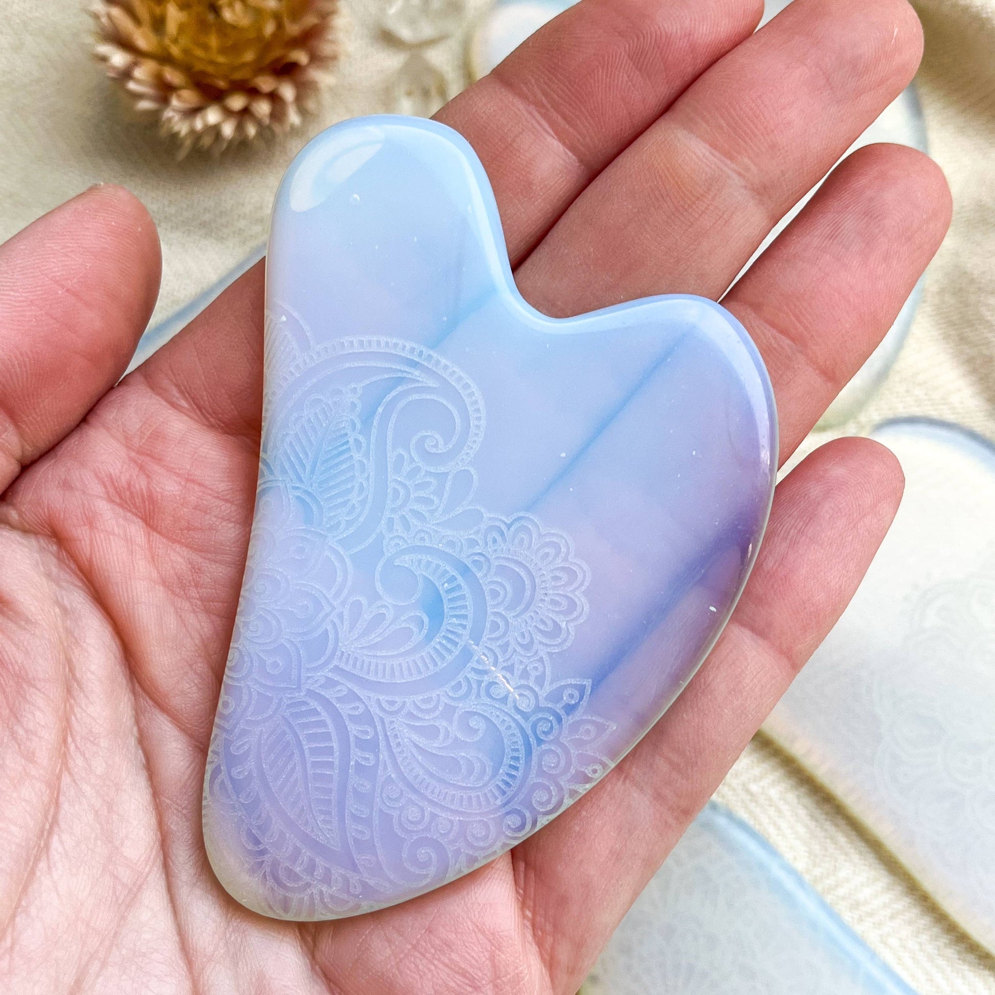 Jade Opalite Obsidian Gua Sha Stone Facial Massager Spa Gift: Henna, Bright Green Jade
