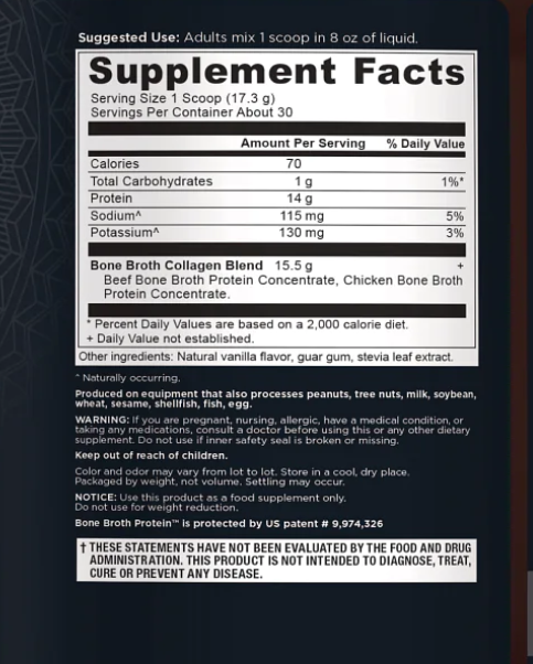 Ancient Nutrition Supplements - Bone Broth Collagen Vanilla 30 servings