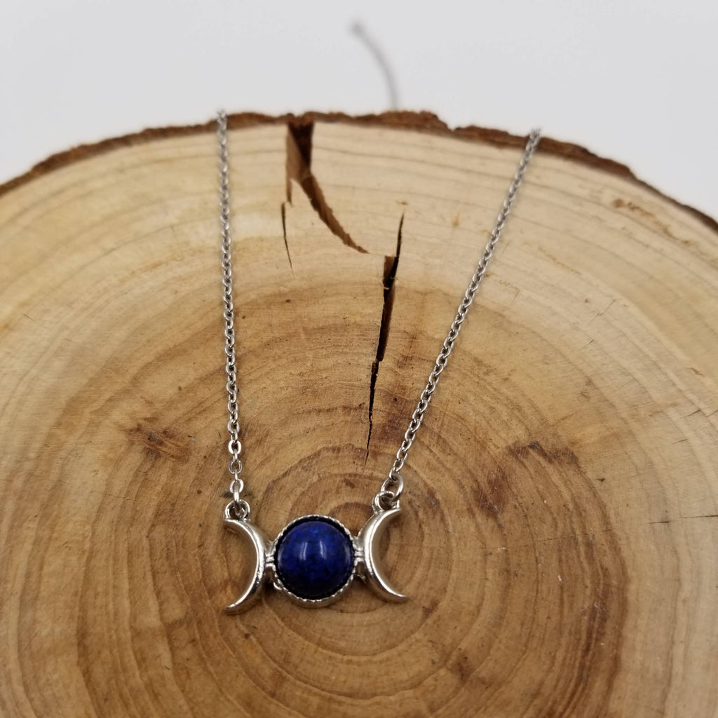 Natural Stone Double Moon Guardian Stone Necklace: White