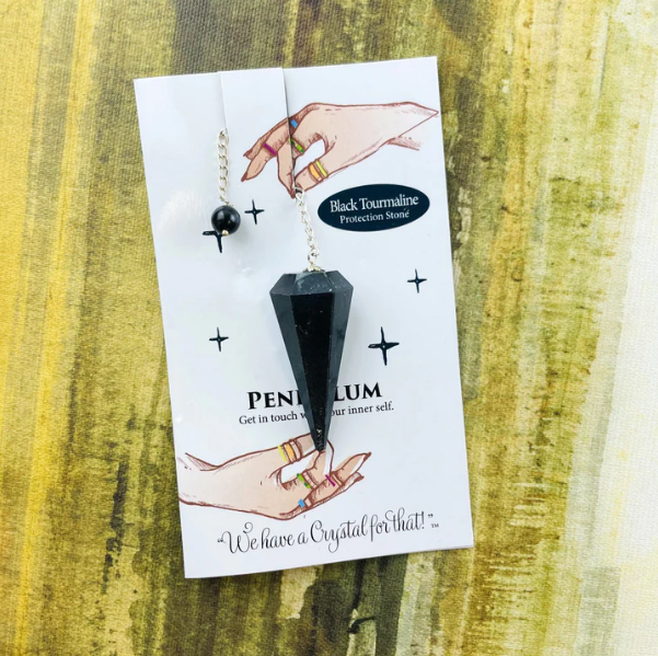 Crystal Stone Pendulum on Chain - Black Tourmaline