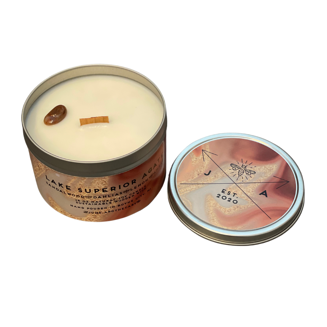 June Apothicarie Candle 11oz - Lake Superior Agate Wooden Wick