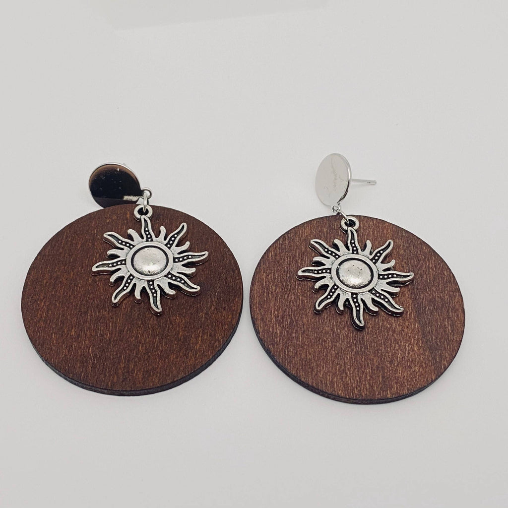 Sunflower Wooden Bohemian Earrings: 3