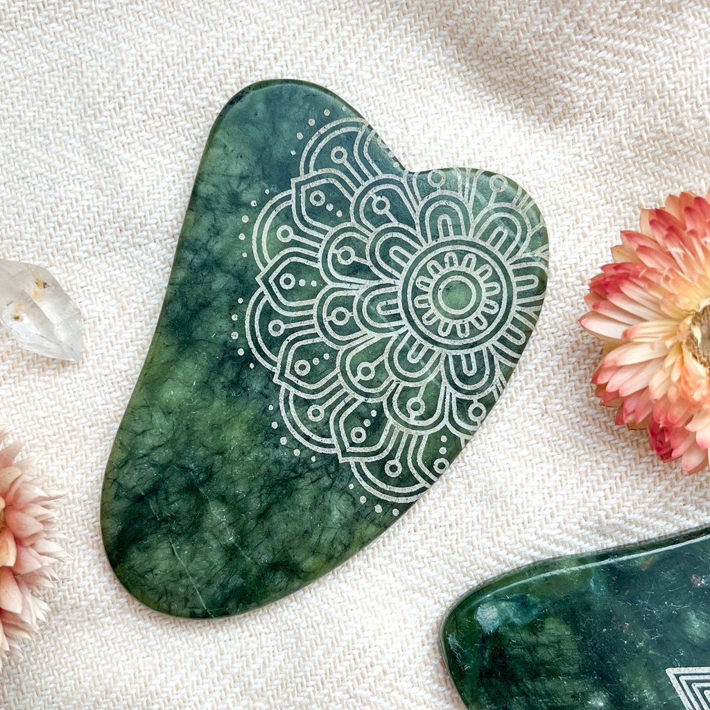 Jade Opalite Obsidian Gua Sha Stone Facial Massager Spa Gift: Henna, Opalite