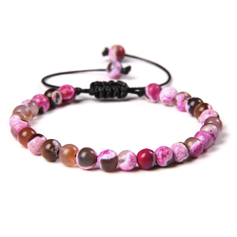 6mm Natural Stone Hand Woven Stretch Bracelets: Imitation turquoise, 6mm (stretchable)
