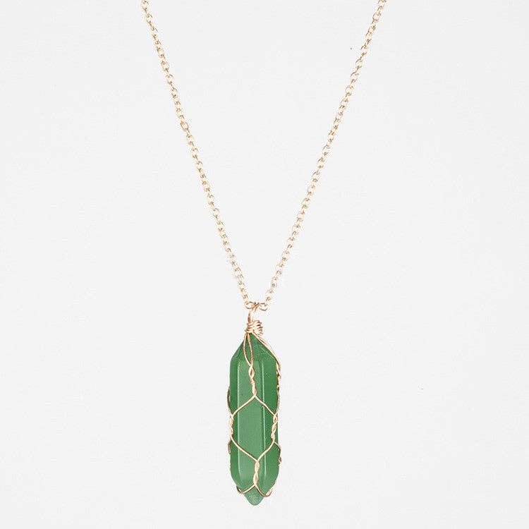 Natural Crystal Raw Stone Healing Necklace in Solid Copper: Silver, Amethyst