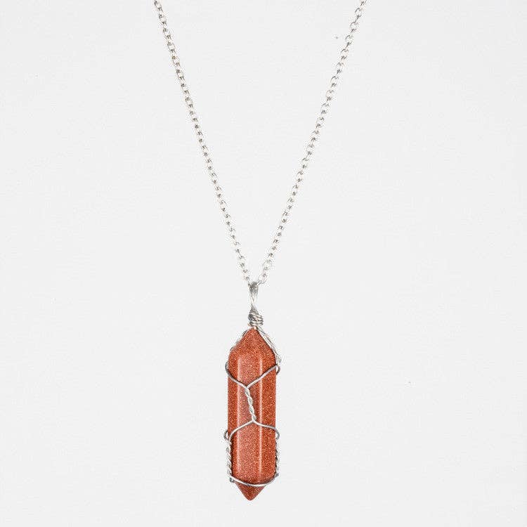 Natural Crystal Raw Stone Healing Necklace in Solid Copper: Silver, Amethyst