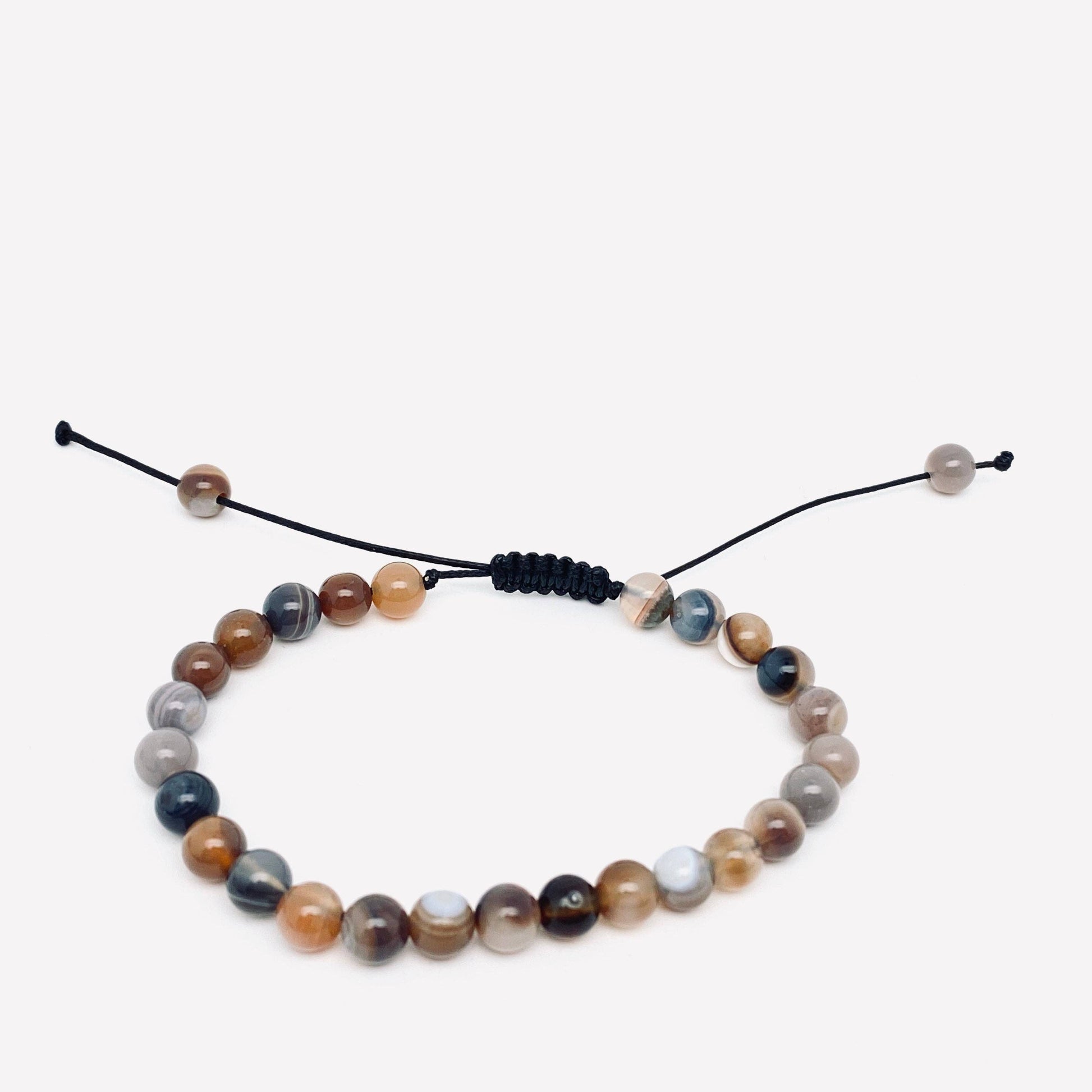 6mm Natural Stone Hand Woven Stretch Bracelets: White pine stone, 6mm (stretchable)