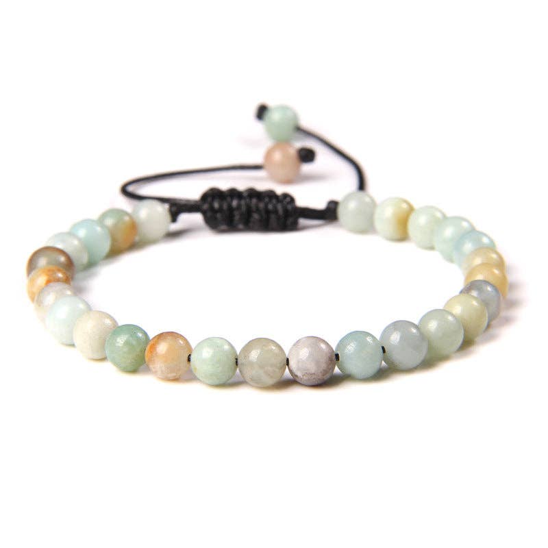 6mm Natural Stone Hand Woven Stretch Bracelets: Blue Peacock, 6mm (stretchable)
