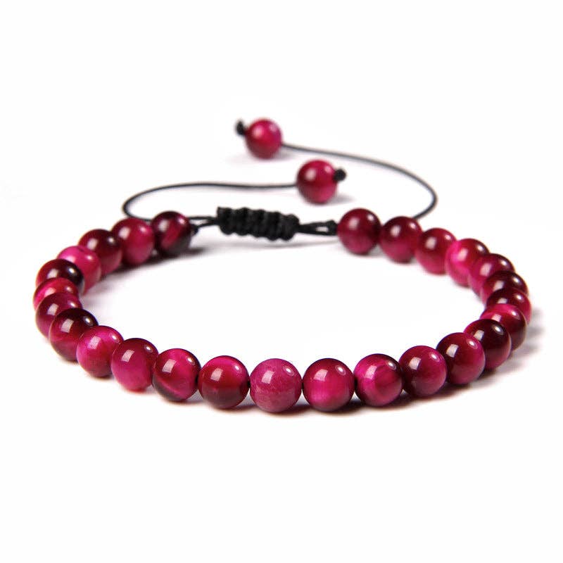 6mm Natural Stone Hand Woven Stretch Bracelets: Imitation turquoise, 6mm (stretchable)