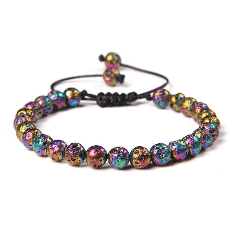 6mm Natural Stone Hand Woven Stretch Bracelets: Blue Peacock, 6mm (stretchable)