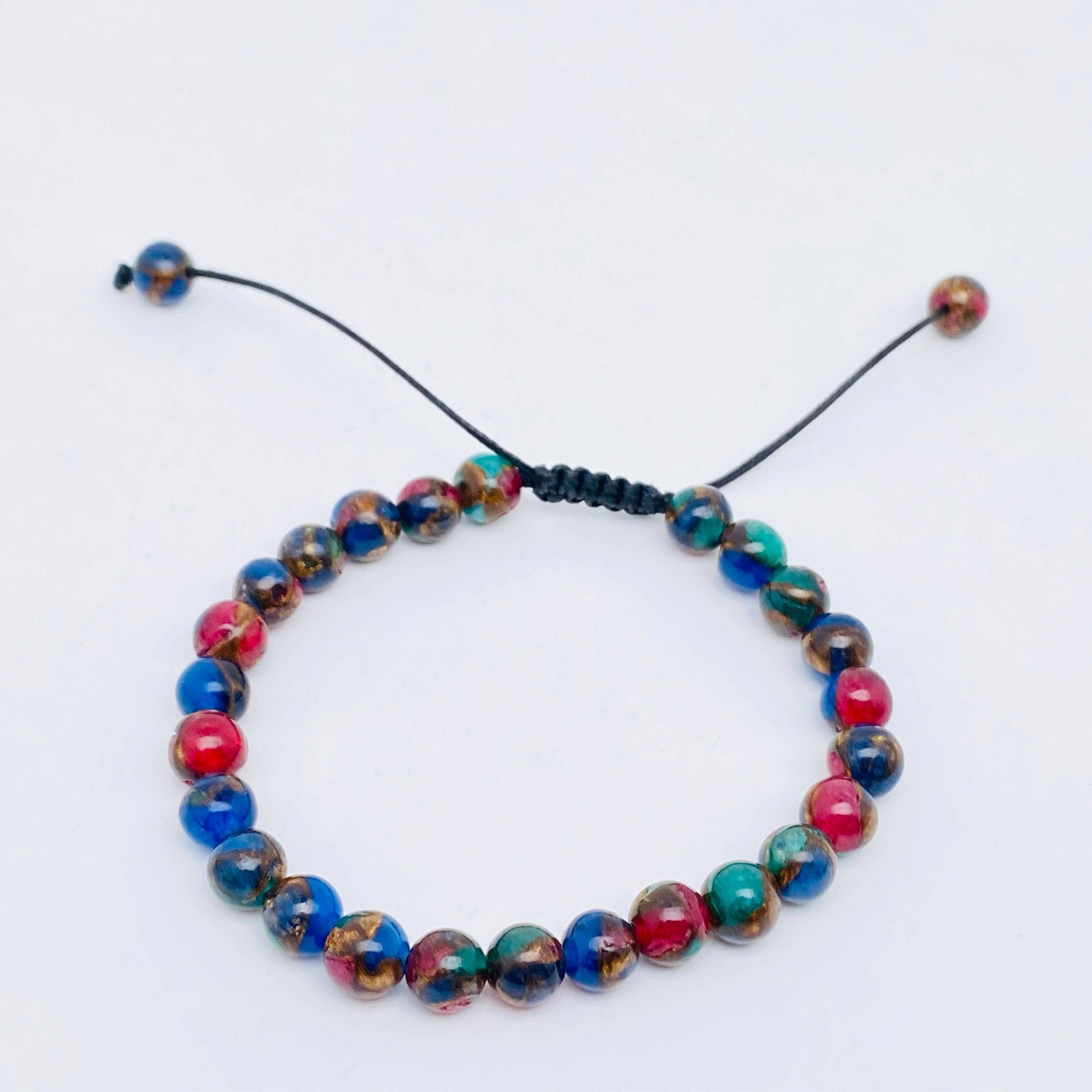 6mm Natural Stone Hand Woven Stretch Bracelets: Blue Peacock, 6mm (stretchable)