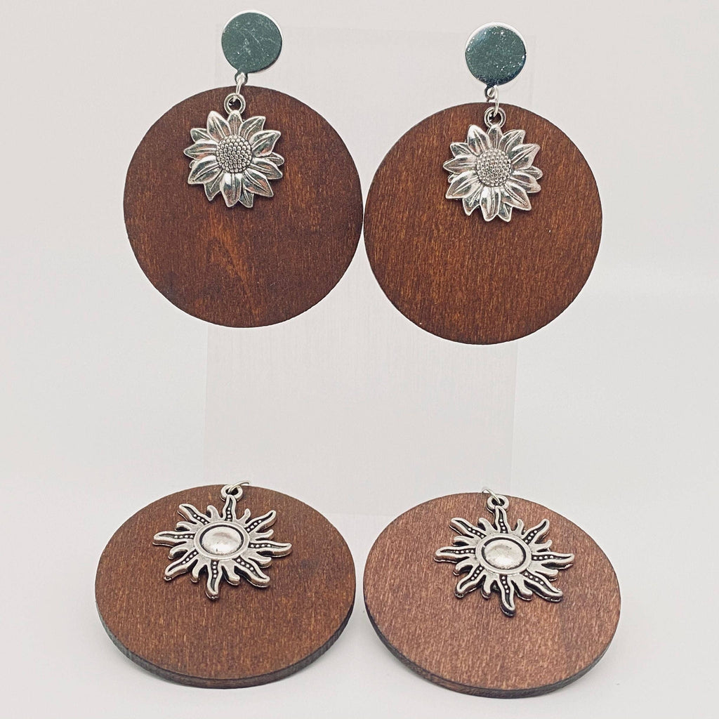 Sunflower Wooden Bohemian Earrings: 3