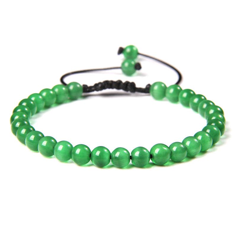 6mm Natural Stone Hand Woven Stretch Bracelets: White pine stone, 6mm (stretchable)