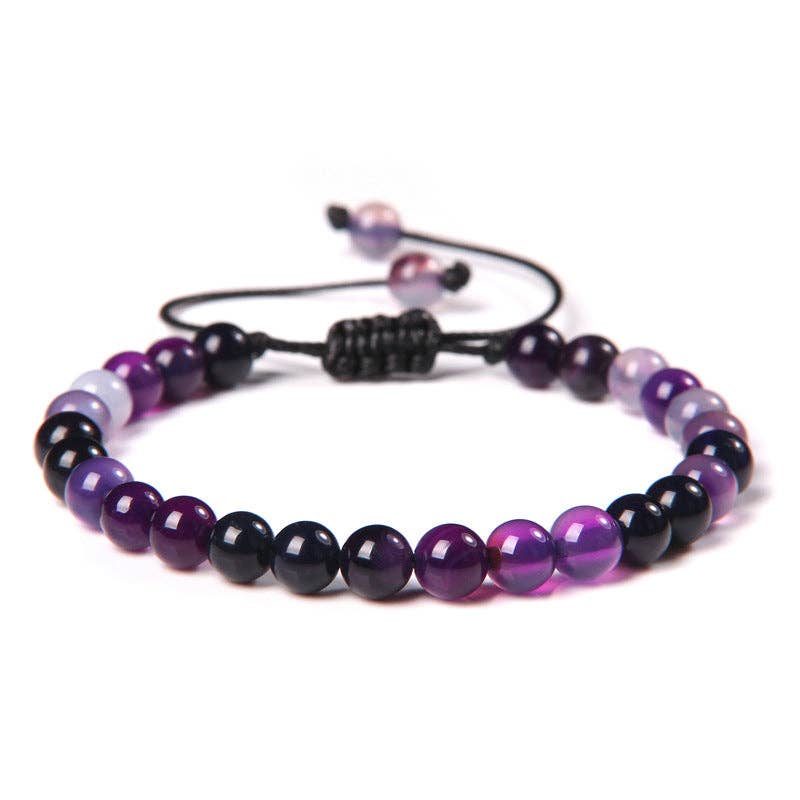 6mm Natural Stone Hand Woven Stretch Bracelets: White pine stone, 6mm (stretchable)