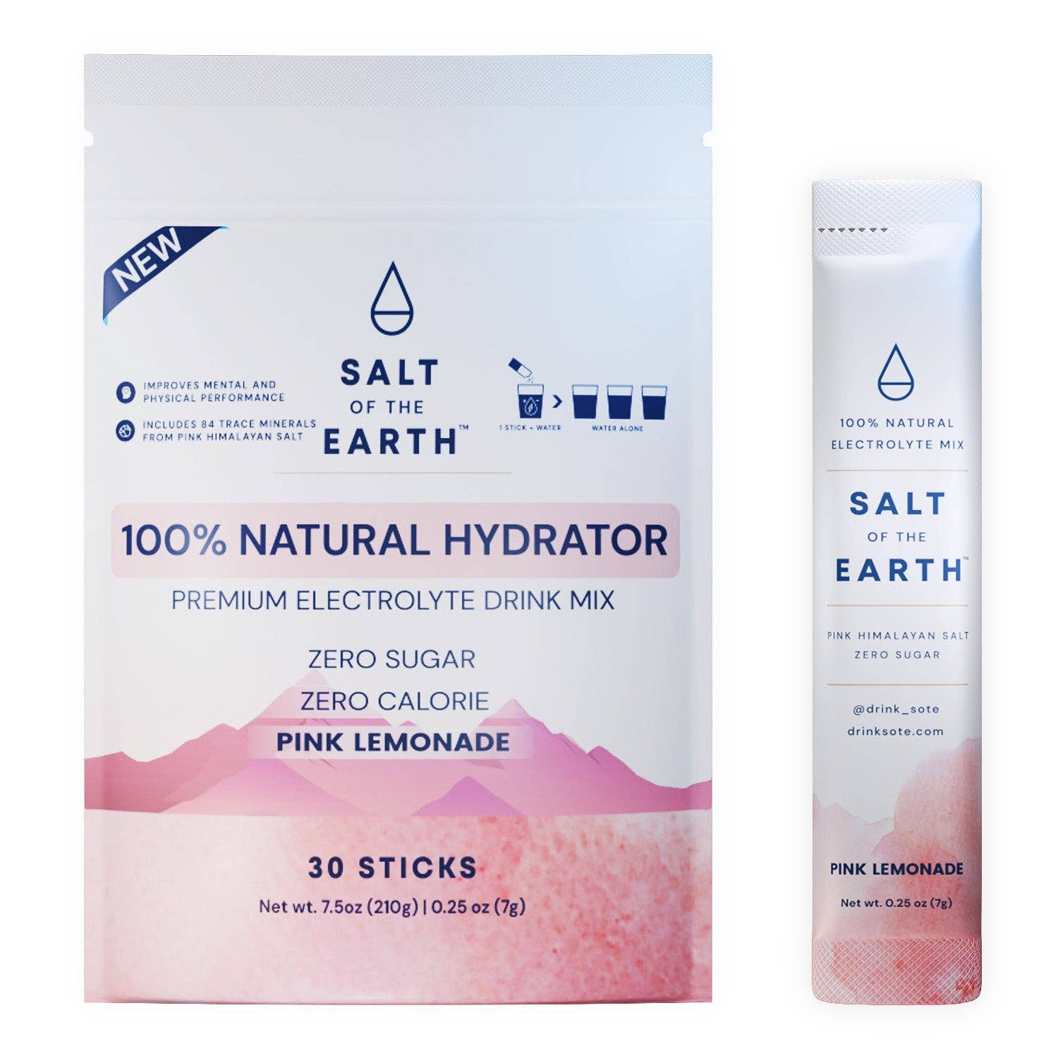 Salt of the Earth | Natural Electrolytes | Pink Lemonade: 12-stick box