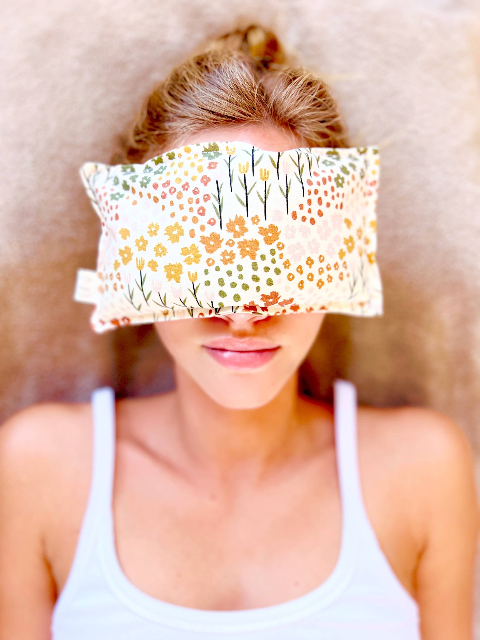 Unscented Eye Pillow - Sun Prints - Hot/Cold Pack - Migraine Mask: Sea, Unscented : Flax Only