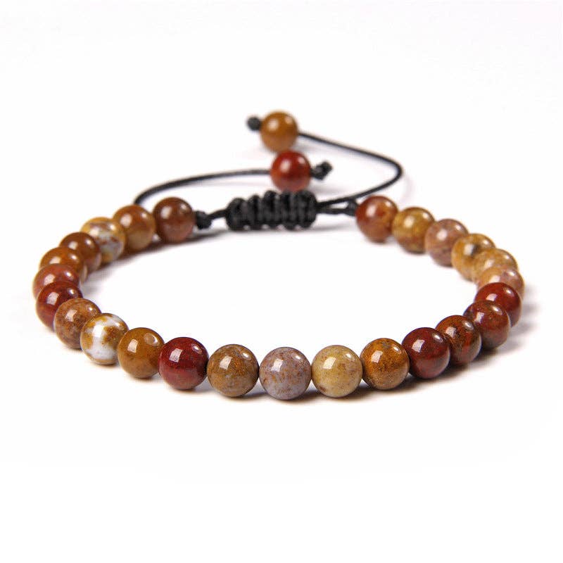 6mm Natural Stone Hand Woven Stretch Bracelets: Imitation turquoise, 6mm (stretchable)
