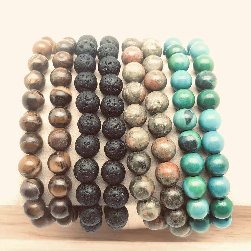 8MM Elastic Blue White Stone Bracelets