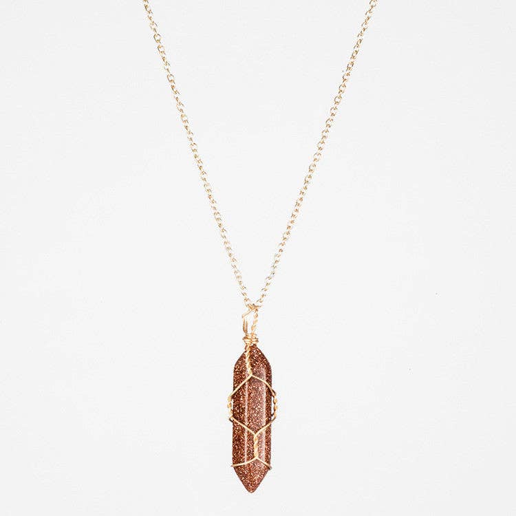 Natural Crystal Raw Stone Healing Necklace in Solid Copper: Silver, Amethyst