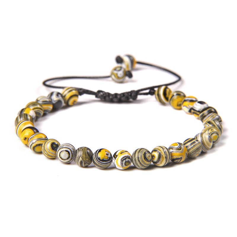 6mm Natural Stone Hand Woven Stretch Bracelets: White fire agate, 6mm (stretchable)