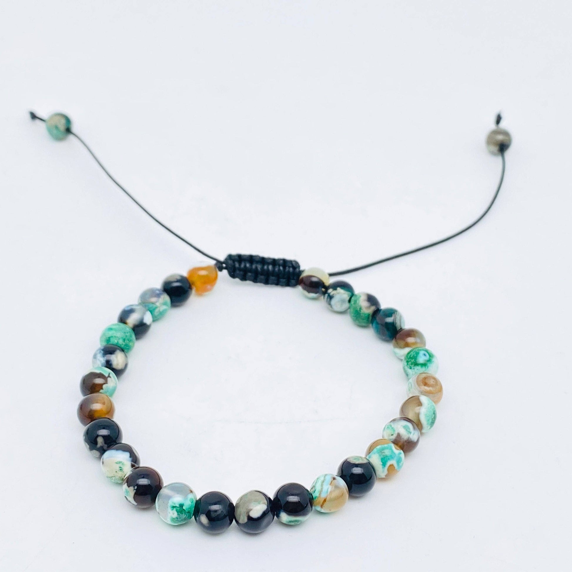 6mm Natural Stone Hand Woven Stretch Bracelets: White fire agate, 6mm (stretchable)