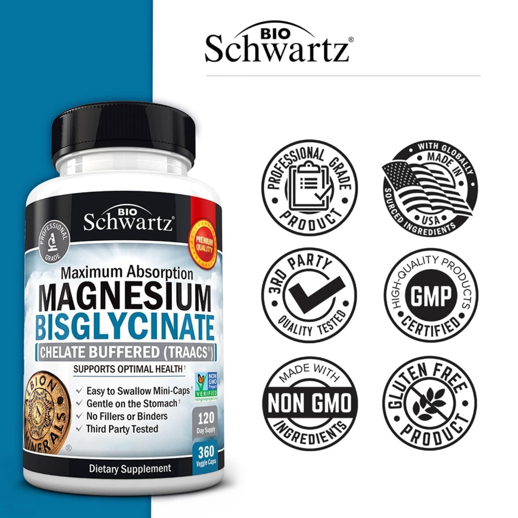 Magnesium Bisglycinate: Energy & Muscle Support (360 Cap)
