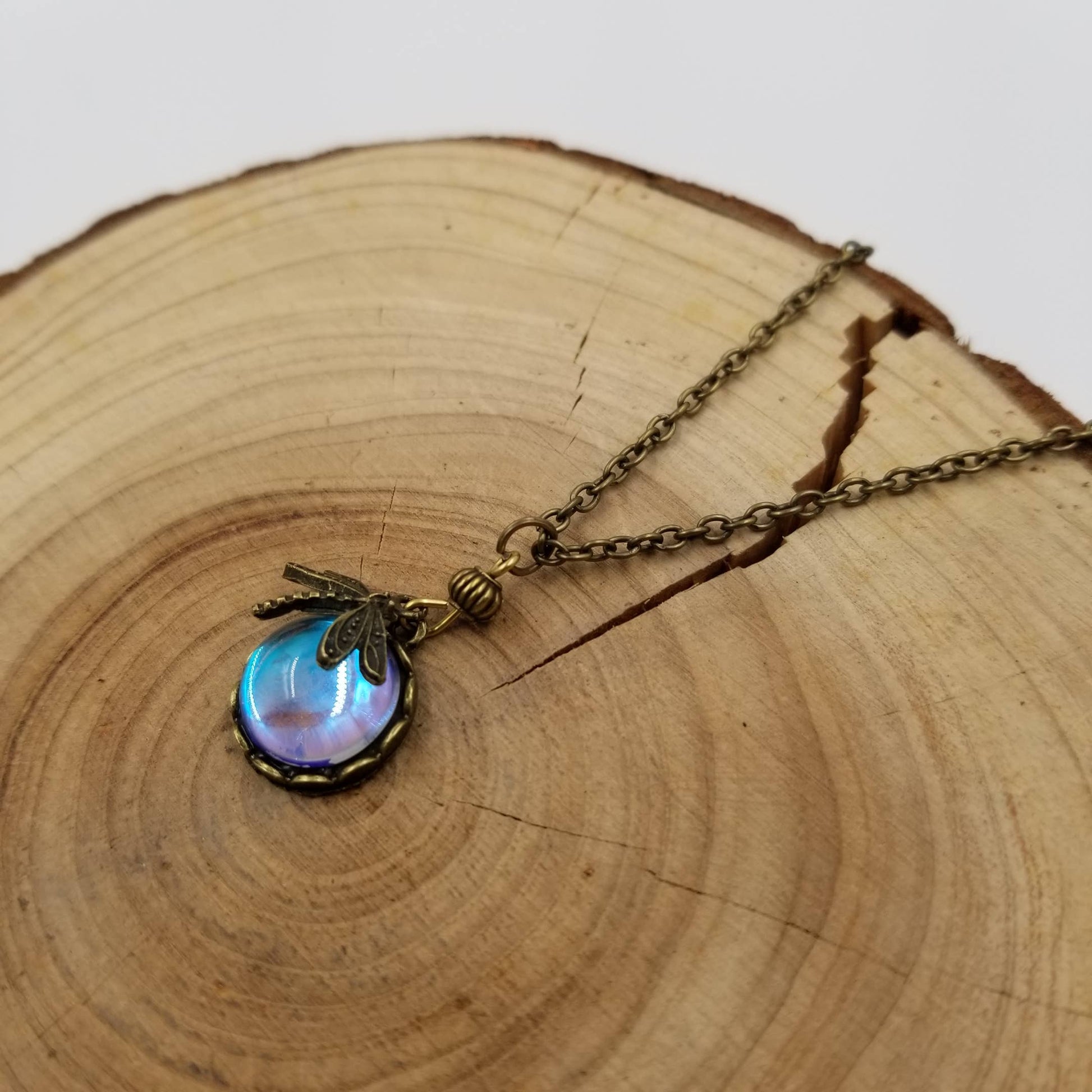 Vintage Dragonfly Moonstone Necklace