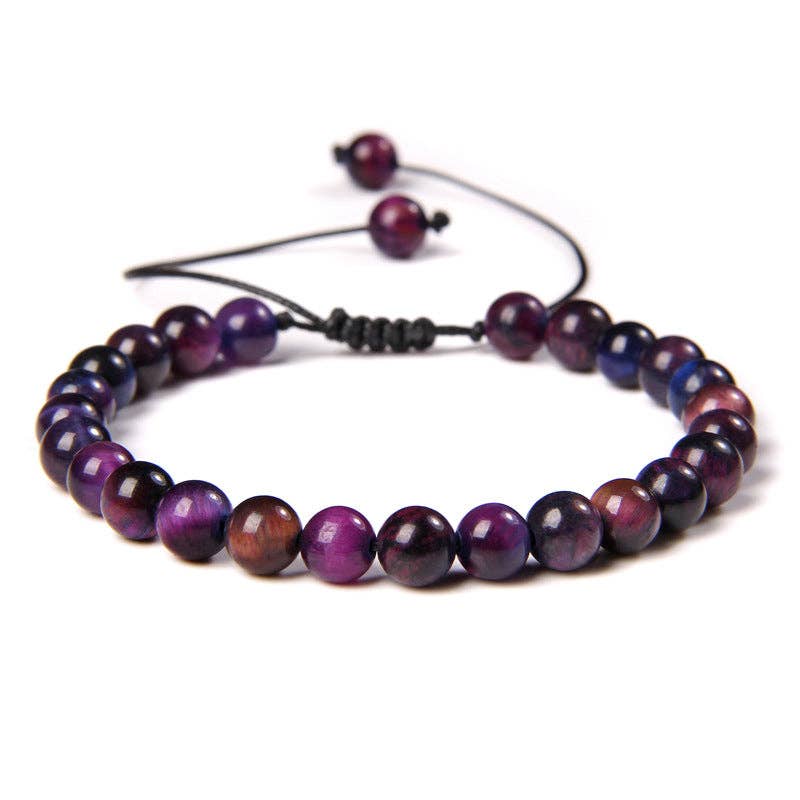 6mm Natural Stone Hand Woven Stretch Bracelets: White pine stone, 6mm (stretchable)