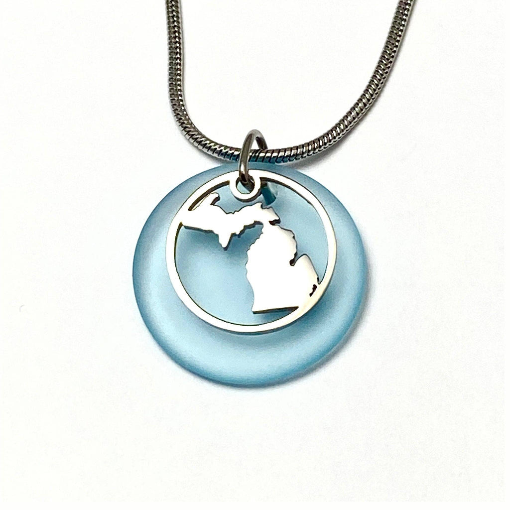 Michigan Beach Glass Pendant: Sea Green