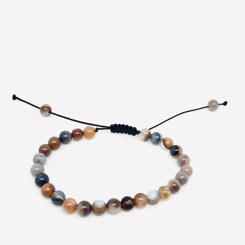 6mm Natural Stone Hand Woven Stretch Bracelets: White fire agate, 6mm (stretchable)