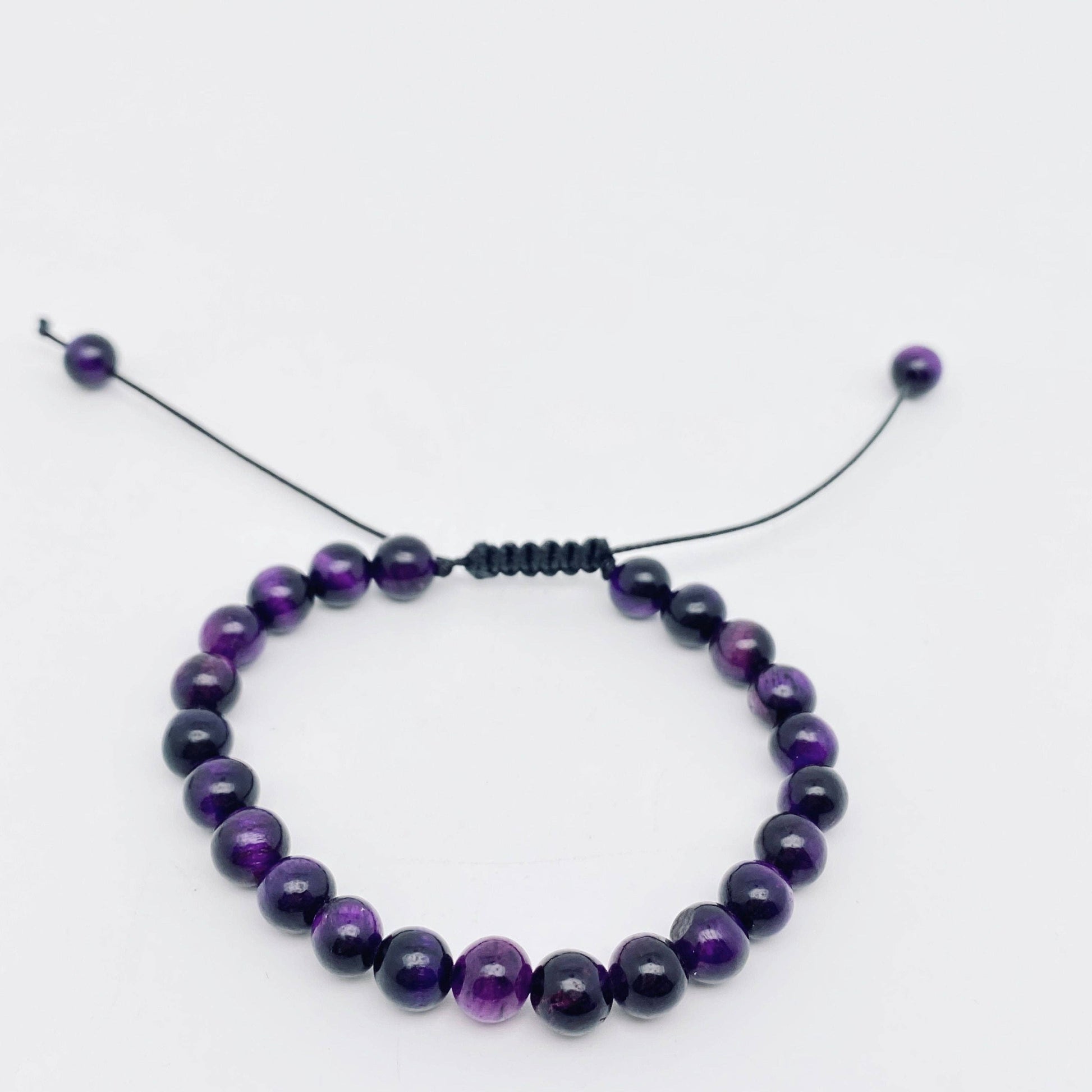 6mm Natural Stone Hand Woven Stretch Bracelets: White pine stone, 6mm (stretchable)