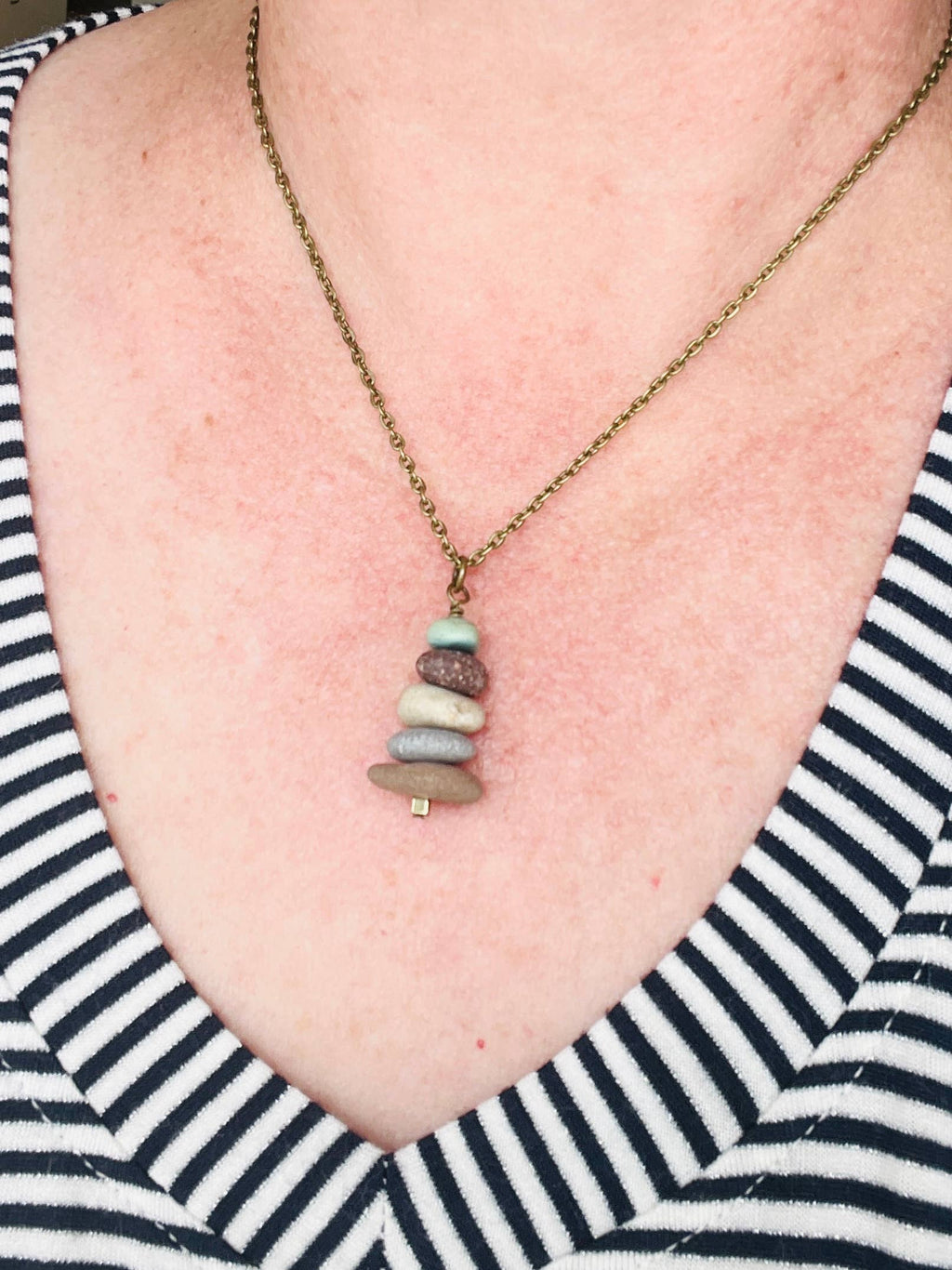 Lake Stones Cairn Necklace (18" Chain)