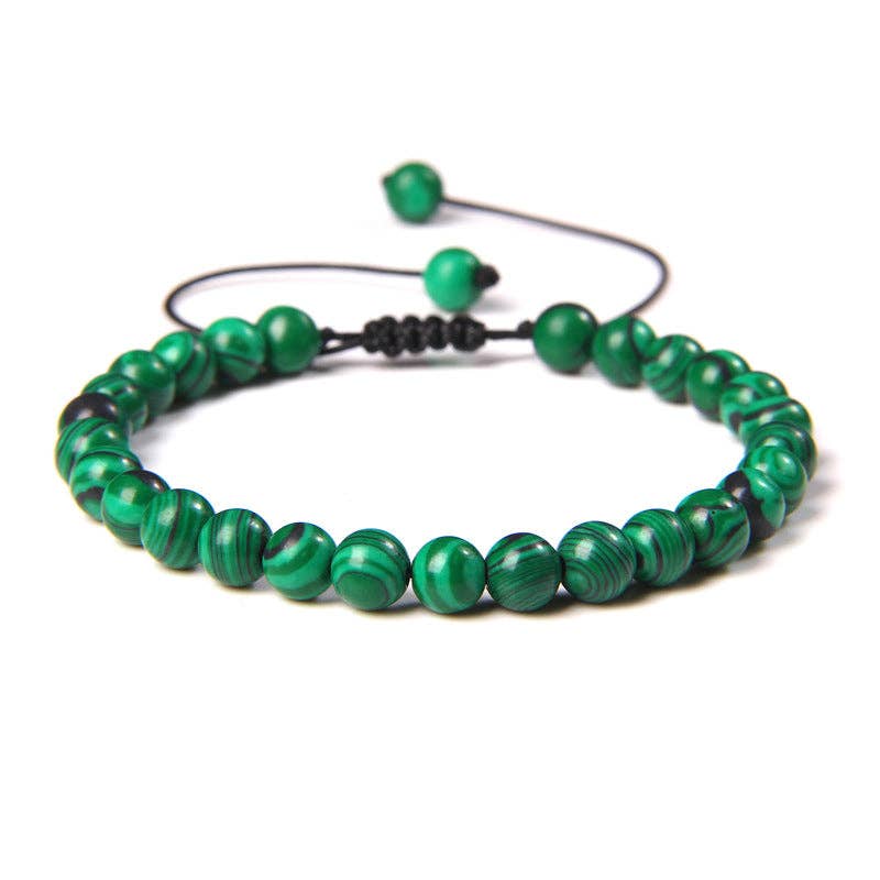 6mm Natural Stone Hand Woven Stretch Bracelets: Imitation turquoise, 6mm (stretchable)