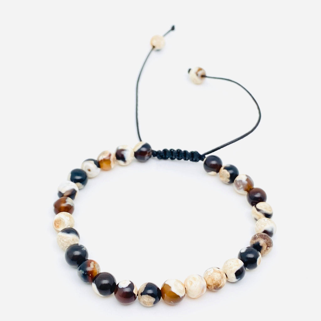6mm Natural Stone Hand Woven Stretch Bracelets: White fire agate, 6mm (stretchable)