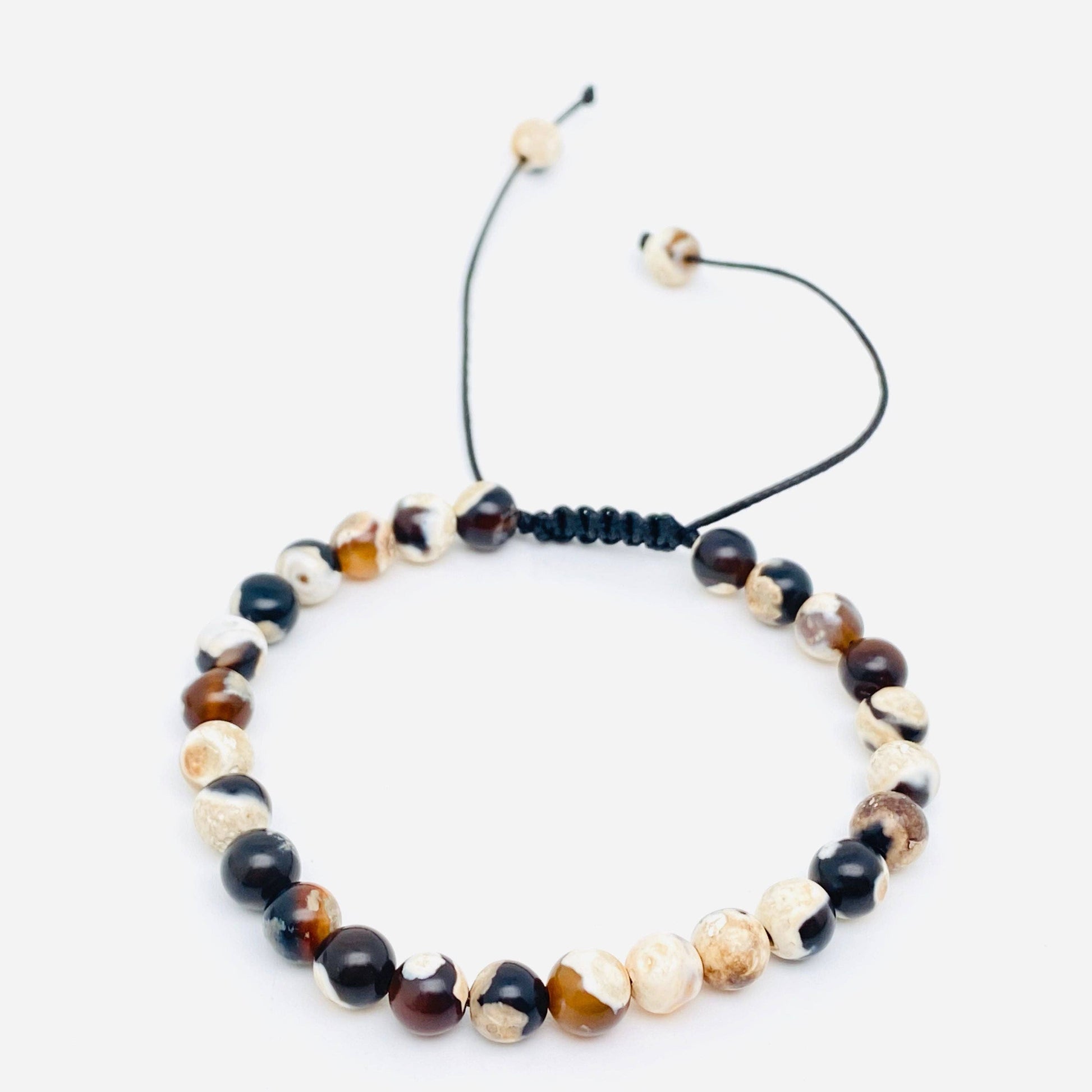 6mm Natural Stone Hand Woven Stretch Bracelets: White fire agate, 6mm (stretchable)