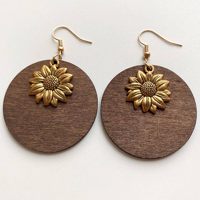 Sunflower Wooden Bohemian Earrings: 3