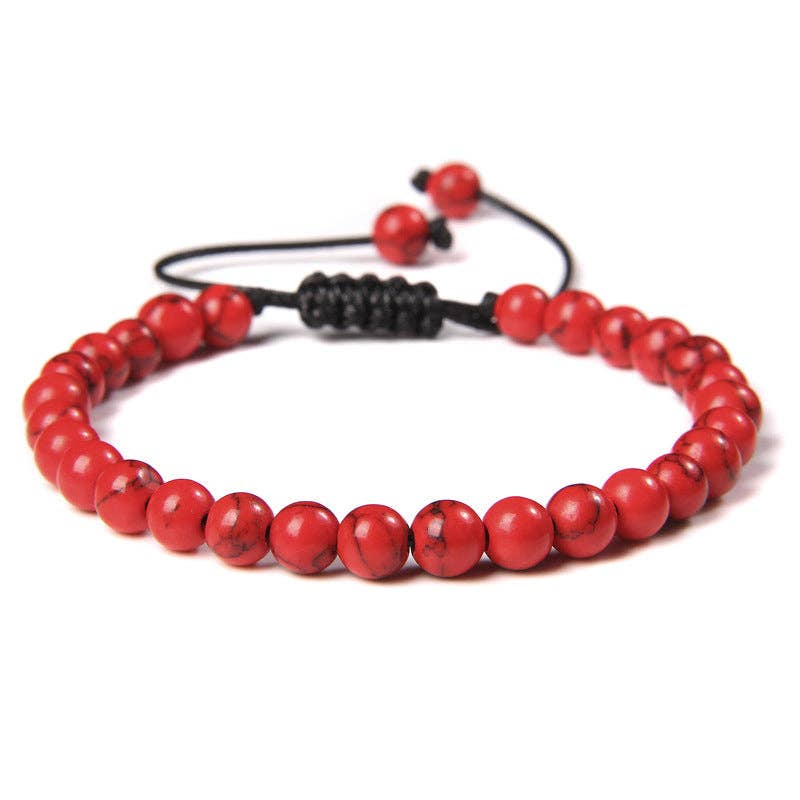 6mm Natural Stone Hand Woven Stretch Bracelets: Blue Peacock, 6mm (stretchable)