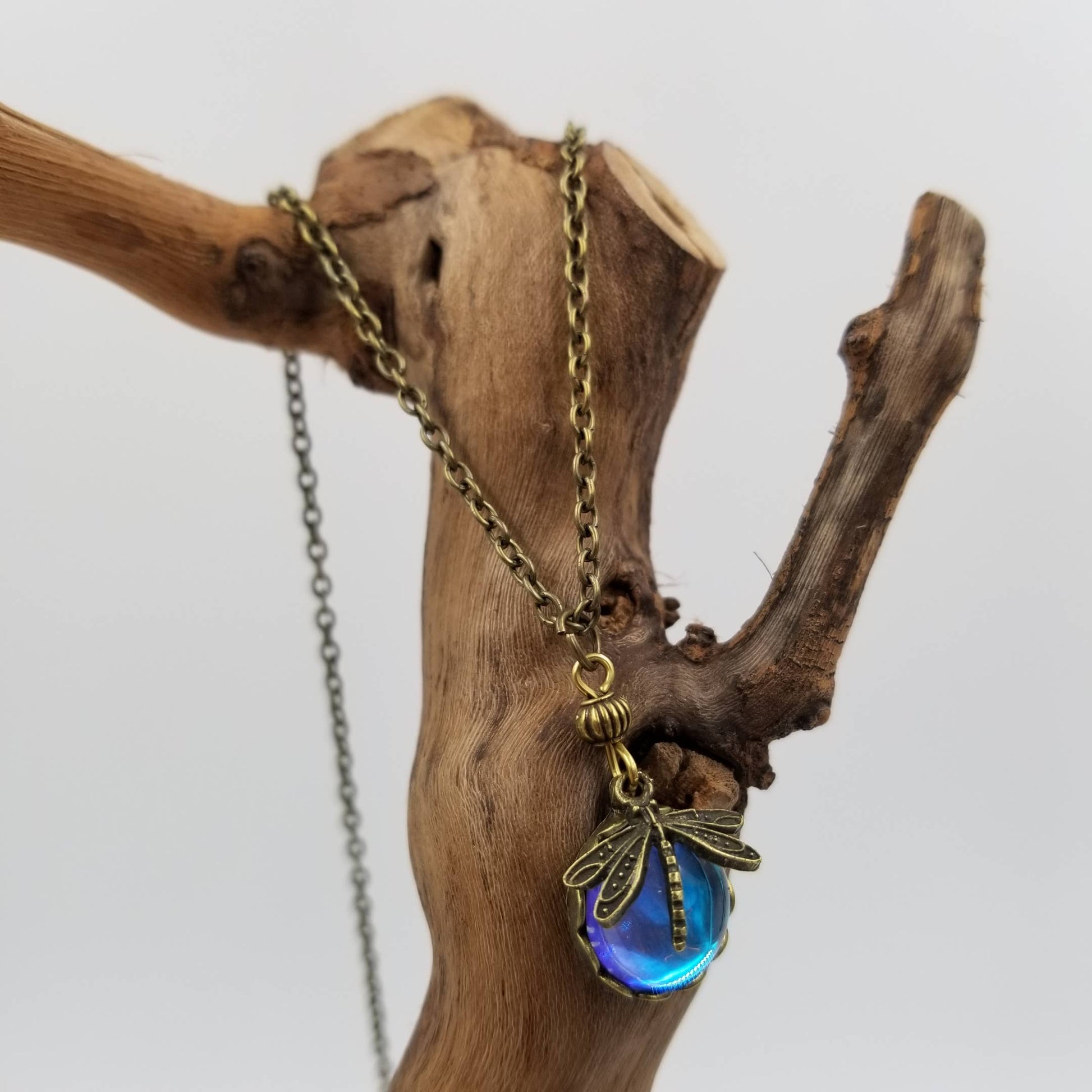 Vintage Dragonfly Moonstone Necklace