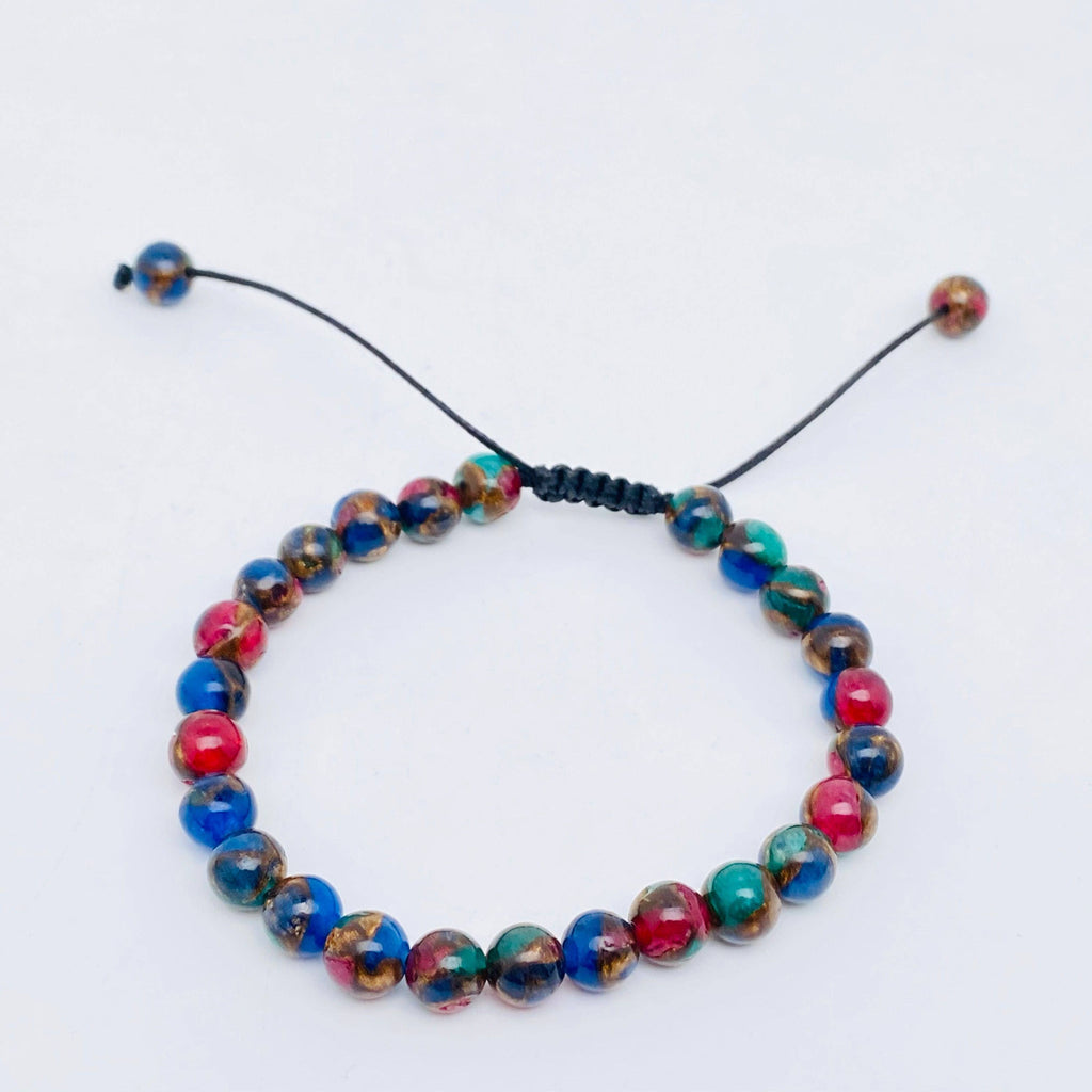 6mm Natural Stone Hand Woven Stretch Bracelets: White fire agate, 6mm (stretchable)