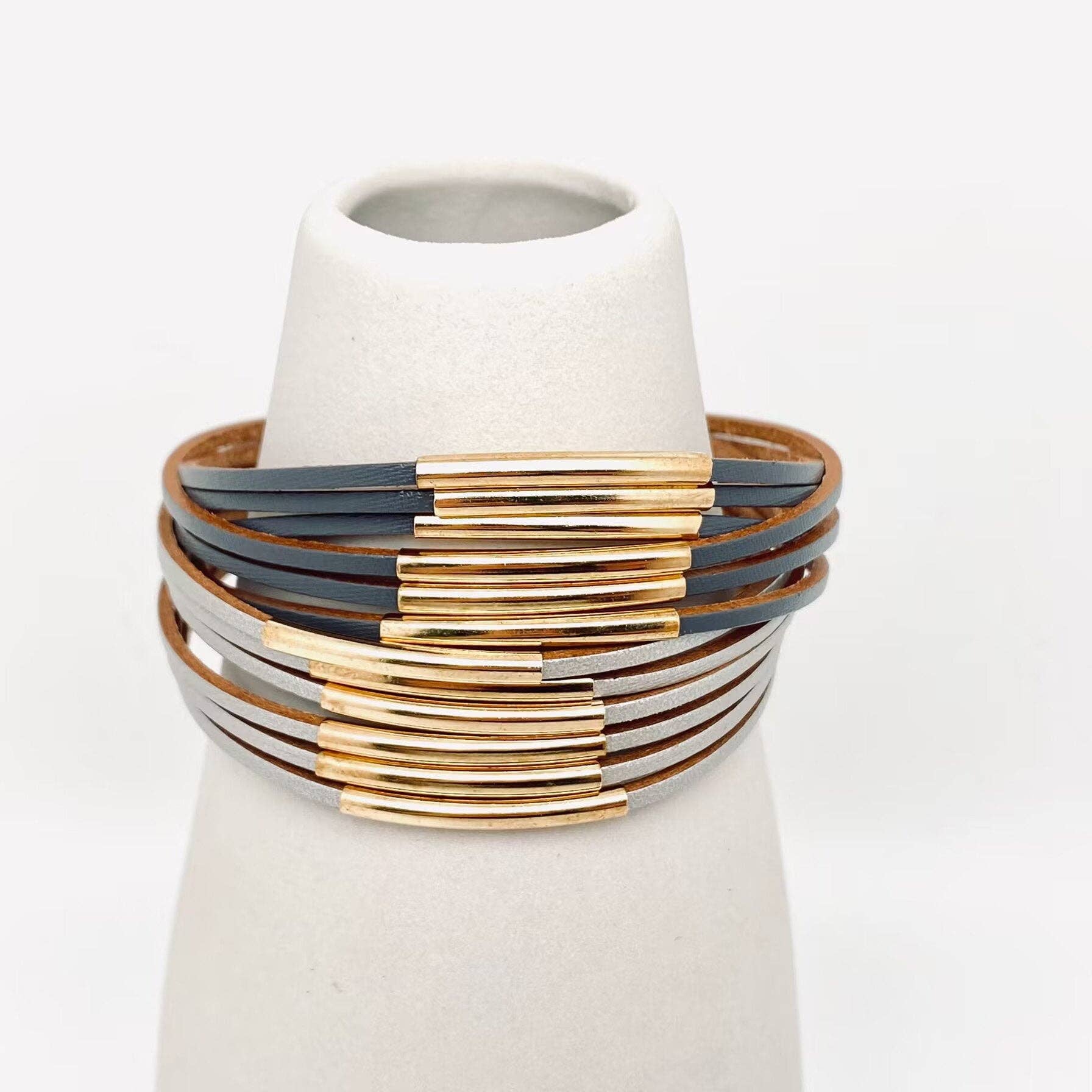 Bracelet - 2 Colors PU Leather with Magnetic Buckle