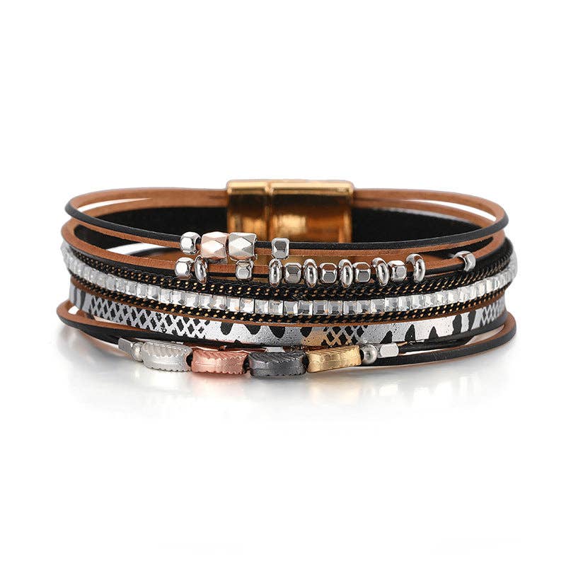 Bracelet - Bohemian Style Leather Multi-Layer Bangle