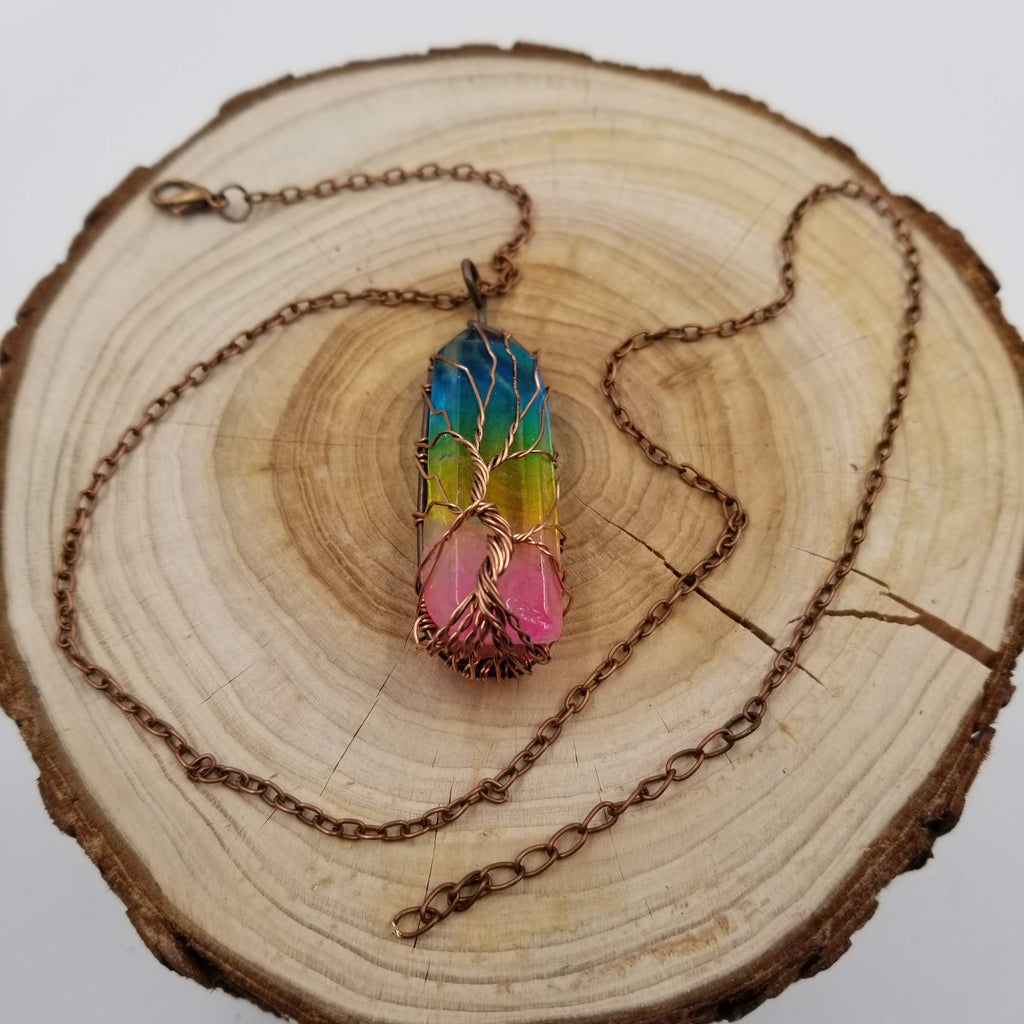 Wired Rainbow Crystal Necklace: Silvery