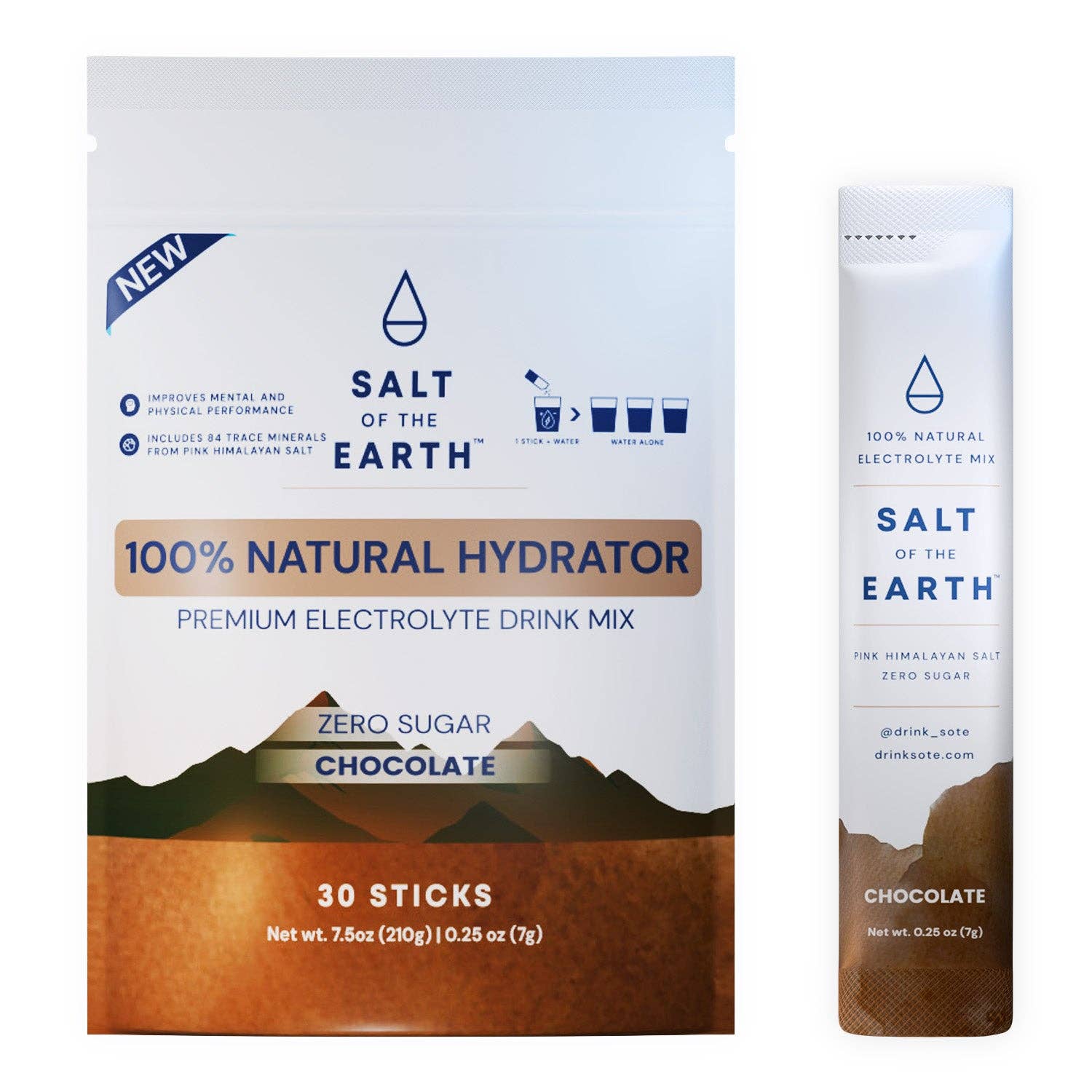 Salt of the Earth | Natural Electrolytes | Chocolate: 30-stick bag