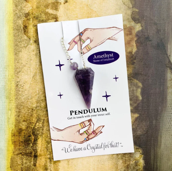 Crystal Stone Pendulum on Chain - Amethyst