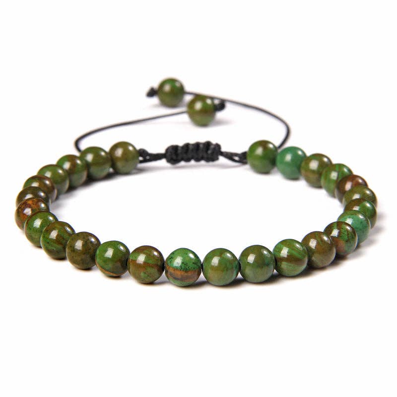 6mm Natural Stone Hand Woven Stretch Bracelets: Blue Peacock, 6mm (stretchable)