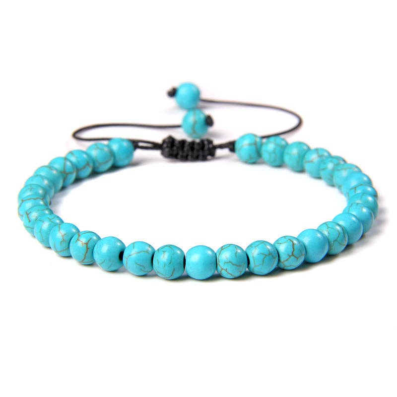 6mm Natural Stone Hand Woven Stretch Bracelets: White pine stone, 6mm (stretchable)